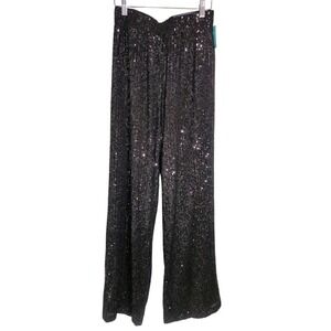 Maurices Sparkling Black Sequin Wide Leg High Rise Pants XS Regular NWT